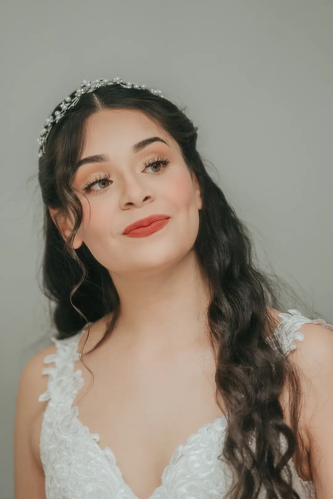 Bride posing at winter wedding